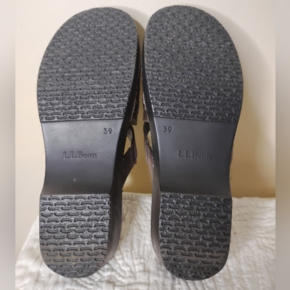 L.L. Bean Leather Clogs Size 39 Slip-On Preppy Classic Comfort Coastal - Picture 10 of 11